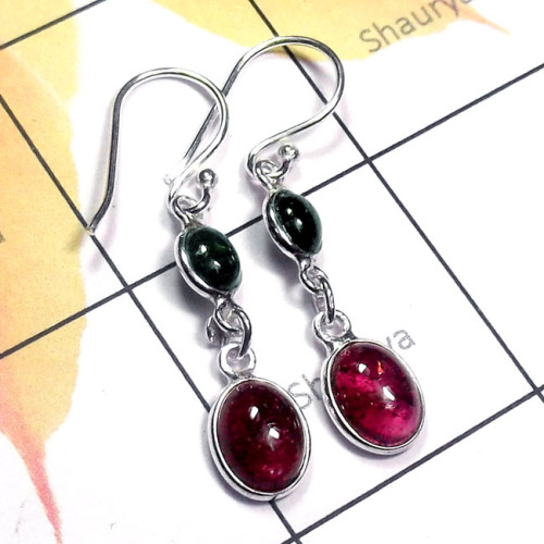 Tourmaline Cab D - BZE967-Two Stone Cab Tourmaline 925 Sterling Silver Lightweight