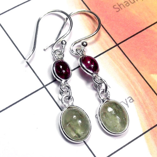 Tourmaline Cab O - BZE967-Two Stone Cab Tourmaline 925 Sterling Silver Lightweight