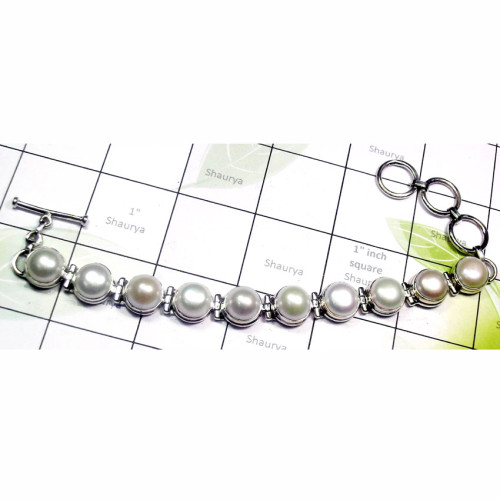 8 inch Pearl B - SPB976-Beautiful Pearl Made in 925 Exclusive Silver Elegant Brac 8 inch Pearl B - SPB976-Beautiful Pearl Made in 925 Exclusive Silver Elegant Brac
