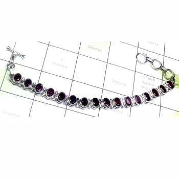 8 inch Garnet C - SPB971-Cut Garnet 925 Sterling Silver Wholesale Trendy Bracelet 8 inch Garnet C - SPB971-Cut Garnet 925 Sterling Silver Wholesale Trendy Bracelet