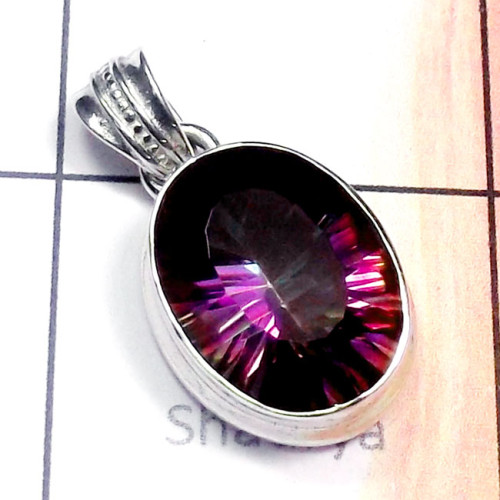 Mystic A - ISP891-Cut Mystic Quartz 925 Sterling Silver Stunning Pendant