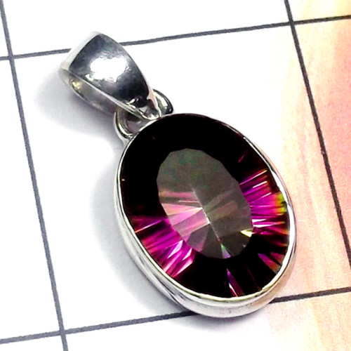 Mystic B - ISP891-Cut Mystic Quartz 925 Sterling Silver Stunning Pendant
