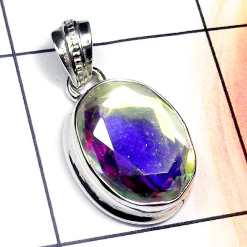 Rainbow Mystic D - ISP891-Cut Mystic Quartz 925 Sterling Silver Stunning Pendant