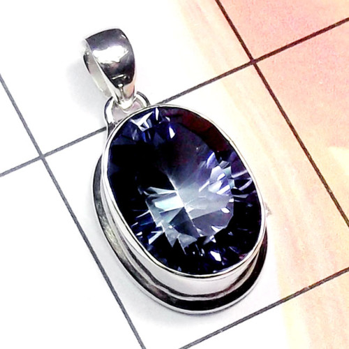 Blue Mystic G - ISP891-Cut Mystic Quartz 925 Sterling Silver Stunning Pendant