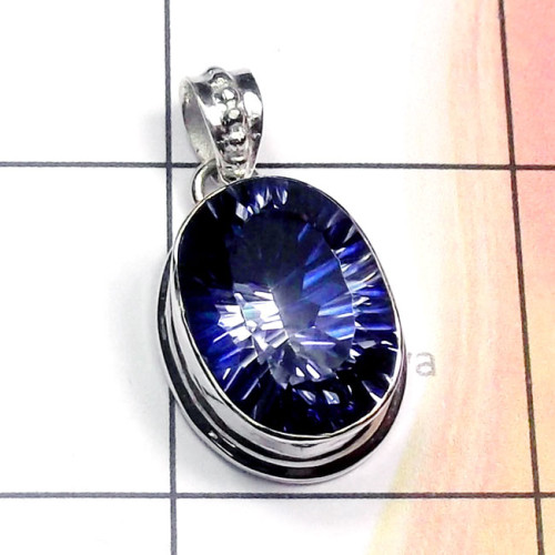 Blue Mystic O - ISP891-Cut Mystic Quartz 925 Sterling Silver Stunning Pendant