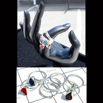 Mix Rough Gemstone C - STK998-Set of 7 Stackable Rings 925 Sterling Silver Multi Rough Mix Rough Gemstone C - STK998-Set of 7 Stackable Rings 925 Sterling Silver Multi Rough