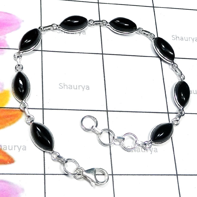 Black onyx H - SBB958-Multi Cut Onyx Gemstone 925 Sterling Silver Bejal Bracele Black onyx H - SBB958-Multi Cut Onyx Gemstone 925 Sterling Silver Bejal Bracele