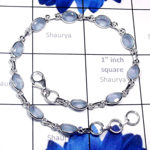 8.5 inch Chalcedony Hydro G - SBB955-Multi Cut n Cab Gemstone 925 Sterling Silver Trendy Bejal 8.5 inch Chalcedony Hydro G - SBB955-Multi Cut n Cab Gemstone 925 Sterling Silver Trendy Bejal