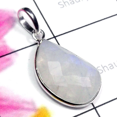 Rainbow B - BPS993-New Shape Checker Cut Gemstone 925 Silver Bejal Pendant