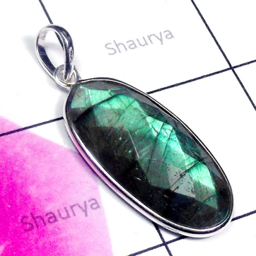 Labradorite Cut O - BPS991-Oval Shape Checker Cut Stone 925 Silver Wholesale Bejal P