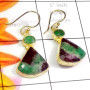 Bolder Chrysoprase C - SGE964-925 Silver Gold Plated Vermeil Earring with Bolder Chryso