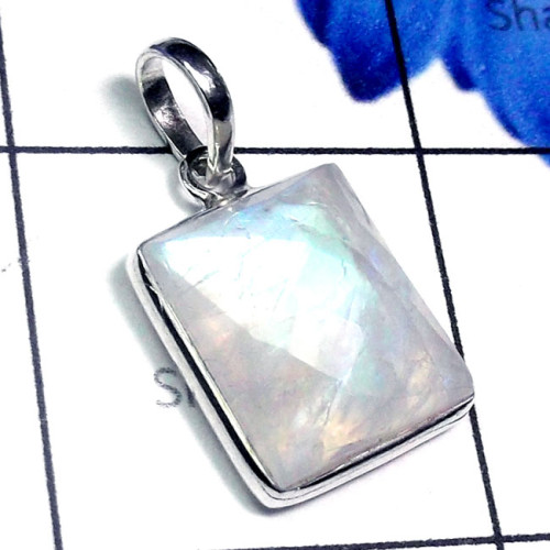 Rainbow O - BPS986-Wholesale Bejal Pendant 925 Silver with Checker Cut Gemst