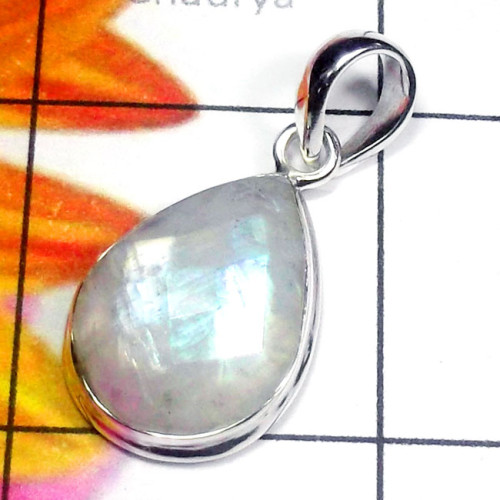 Rainbow Cut B - ISP886-925 Sterling Silver Cut n Cab Gemstone Trendy Pendant Rainbow Cut B - ISP886-925 Sterling Silver Cut n Cab Gemstone Trendy Pendant