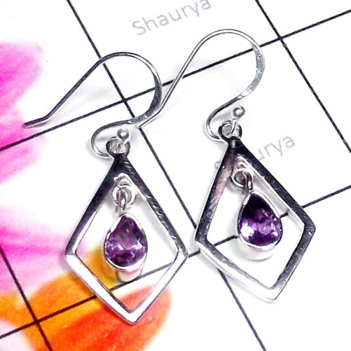 Amethyst B - CES962-925 Sterling Silver Cut Gemstone Casting Earring Amethyst B - CES962-925 Sterling Silver Cut Gemstone Casting Earring