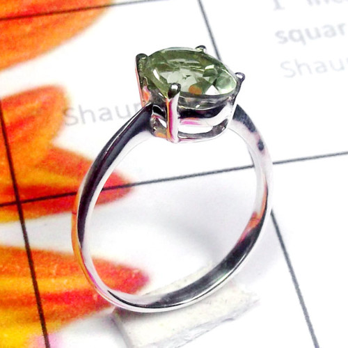 Green Amethyst C - SCR913-Multi Cut Gemstone 925 Silver Lightweight Ring Green Amethyst C - SCR913-Multi Cut Gemstone 925 Silver Lightweight Ring
