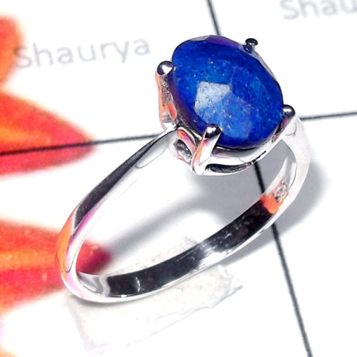 Lapis Cut O - SCR913-Multi Cut Gemstone 925 Silver Lightweight Ring