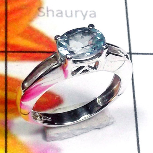 Blue Topaz A - SCR912-Cut Gemstone 925 Sterling Silver Casting Ring Blue Topaz A - SCR912-Cut Gemstone 925 Sterling Silver Casting Ring