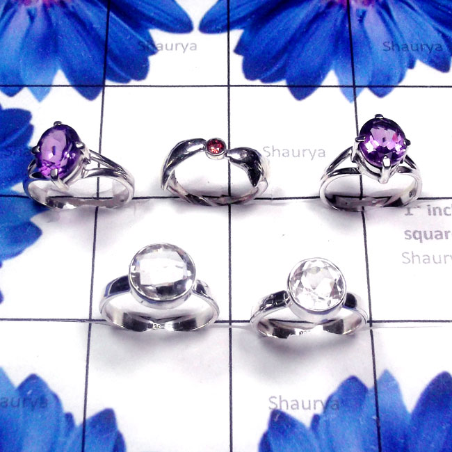 Multi Cut Gemstone H - SVP925-Cut n Cab Gemstone 5 Pcs 925 Silver Wholesale Fancy Ring Multi Cut Gemstone H - SVP925-Cut n Cab Gemstone 5 Pcs 925 Silver Wholesale Fancy Ring