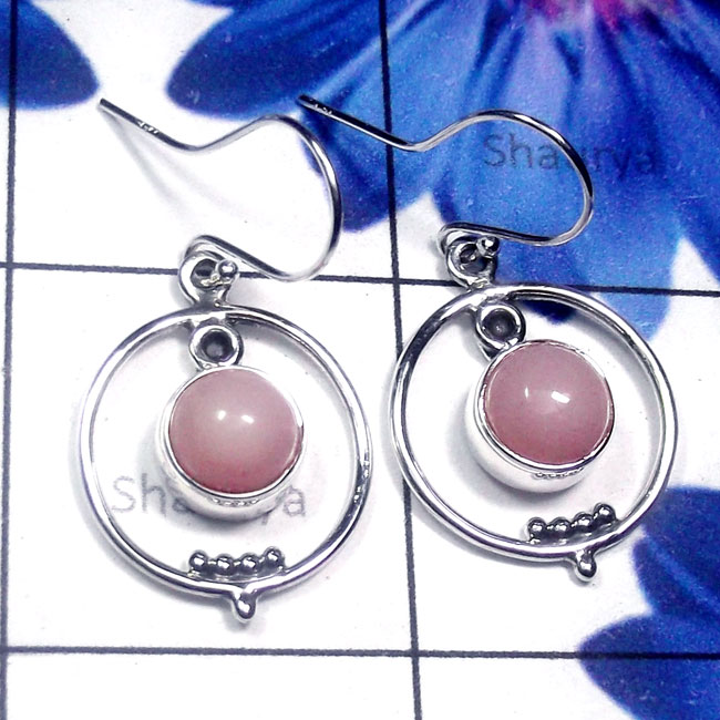 Pink Opal A - SDE874-Multi Cab Gemstone 925 Exclusive Silver Designer Earring Pink Opal A - SDE874-Multi Cab Gemstone 925 Exclusive Silver Designer Earring