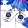 Rainbow Calsilica O - SDE874-Multi Cab Gemstone 925 Exclusive Silver Designer Earring