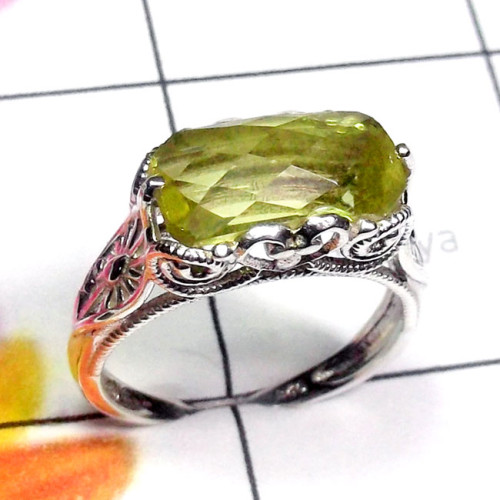 Lemon A - SCR911-Cut Gemstone 925 Exclusive Silver Casting Ring