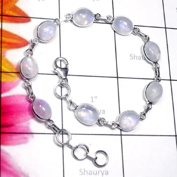 8 inch Rainbow C - SBB943-Cab Rainbow 925 Sterling Silver Bejal Bracelet 8 inch Rainbow C - SBB943-Cab Rainbow 925 Sterling Silver Bejal Bracelet