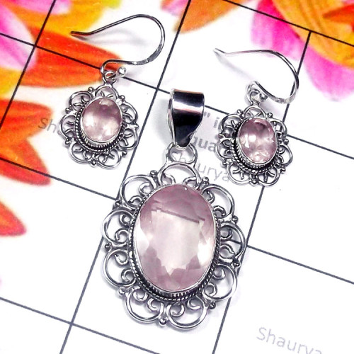 Rose Quartz C - NDS998-Green Turquoise, Purple Turquoise, Pink Opal n Other 925 Rose Quartz C - NDS998-Green Turquoise, Purple Turquoise, Pink Opal n Other 925