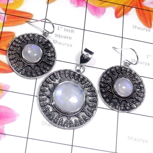 Rainbow C - NDS989-Window Druzy, Larimar, Black Onyx 925 Silver Oxidised Ear