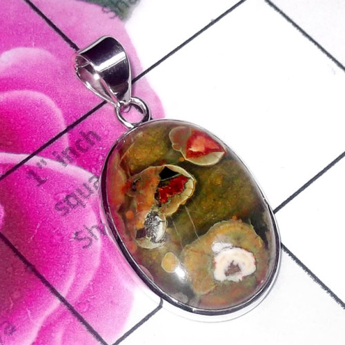 Rhyolite A - RLT998-Sterling 925 Silver Wholesale Rhyolite Gemstone Pendant Rhyolite A - RLT998-Sterling 925 Silver Wholesale Rhyolite Gemstone Pendant