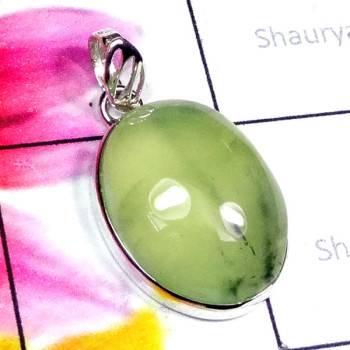 Prynite C - DPR996-Prynite Cab Gemstone Made in 925 Silver Plain Pendant