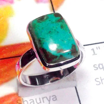 Crysocola E - CYP996-925 Sterling Silver Crysocola Cab Gemstone Wholesale Ring Crysocola E - CYP996-925 Sterling Silver Crysocola Cab Gemstone Wholesale Ring