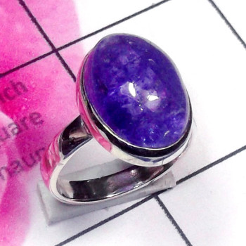 Tanzanite F - TAZ997-Beautiful Tanzanite Cab Made in 925 Silver Plain Ring