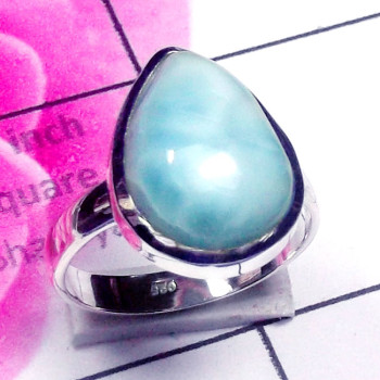 Larimar D - LDS994-Genuine Larimar Cab Made in 925 Silver Stunning Ring Larimar D - LDS994-Genuine Larimar Cab Made in 925 Silver Stunning Ring