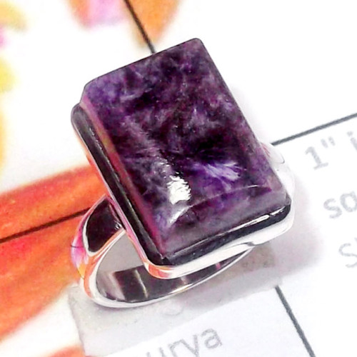 Charoite A - CRT997-Beautiful Cab Charoite 925 Silver Handmade Wholesale Ring