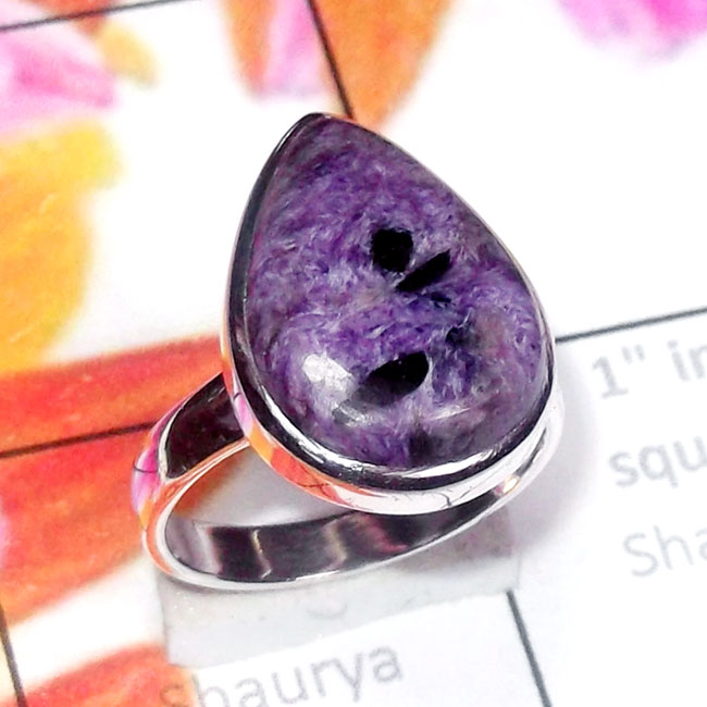 Charoite O - CRT997-Beautiful Cab Charoite 925 Silver Handmade Wholesale Ring