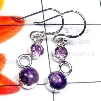 Charoite D - SDE872-Charoite, Rainbow Mystic n Other Gemstone 925 Sterling Si Charoite D - SDE872-Charoite, Rainbow Mystic n Other Gemstone 925 Sterling Si