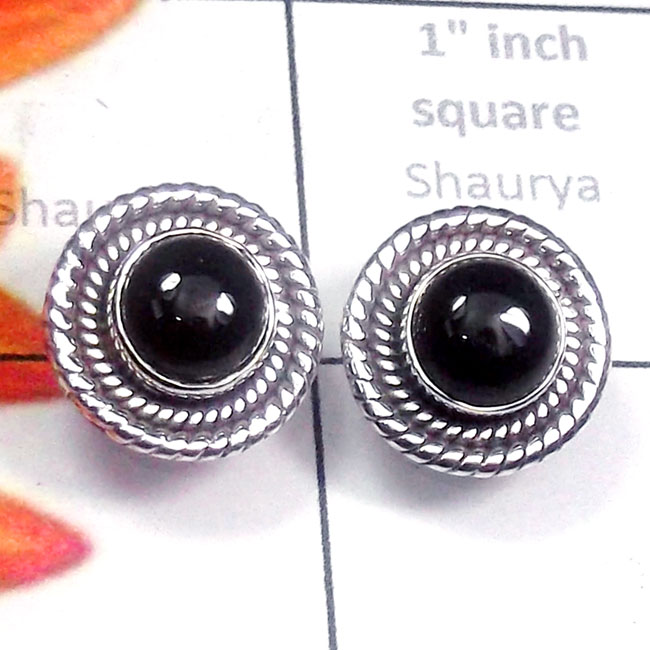 Black Onyx B - SSE979-Carnelian, Lapis, Rainbow with 925 Silver Trendy Stud Ea Black Onyx B - SSE979-Carnelian, Lapis, Rainbow with 925 Silver Trendy Stud Ea