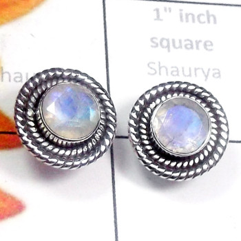 Rainbow O - SSE979-Carnelian, Lapis, Rainbow with 925 Silver Trendy Stud Ea