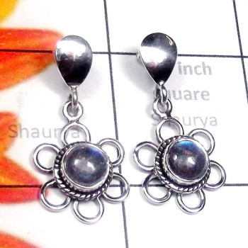 Labradorite B - SSE977-Superior 925 Silver Genuine Gemstone Fancy Earring
