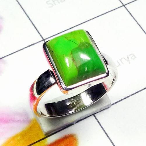 Green Turquoise B - PSR931-Genuine Green Turquoise 925 Exclusive Silver Trendy Ring