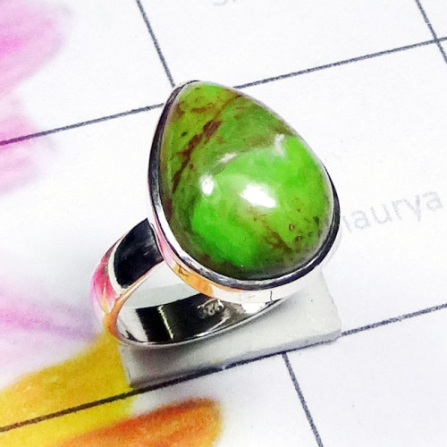 Green Turquoise D - PSR931-Genuine Green Turquoise 925 Exclusive Silver Trendy Ring