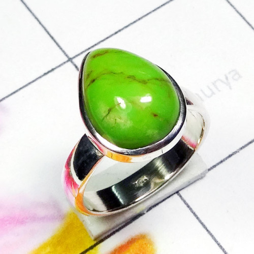 Green Turquoise F - PSR931-Genuine Green Turquoise 925 Exclusive Silver Trendy Ring