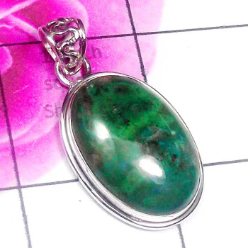 Crysocola A - CYP995-925 Plain Silver with Crysocola Gemstone Handmade Wholesa Crysocola A - CYP995-925 Plain Silver with Crysocola Gemstone Handmade Wholesa