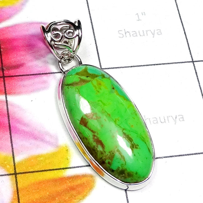Green Turquoise O - SGT999-Green Turquoise Cab Made in 925 Silver Handmade Wholesale Green Turquoise O - SGT999-Green Turquoise Cab Made in 925 Silver Handmade Wholesale