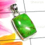 Green Turquoise B - SGT998-Sterling 925 Silver Cab Green Turquoise Elegant Pendant