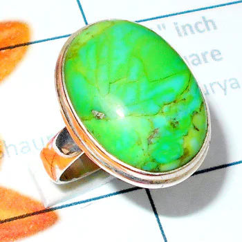 Green Turquoise A - SGT997-Cab Green Turquoise 925 Silver Plain Ring Green Turquoise A - SGT997-Cab Green Turquoise 925 Silver Plain Ring