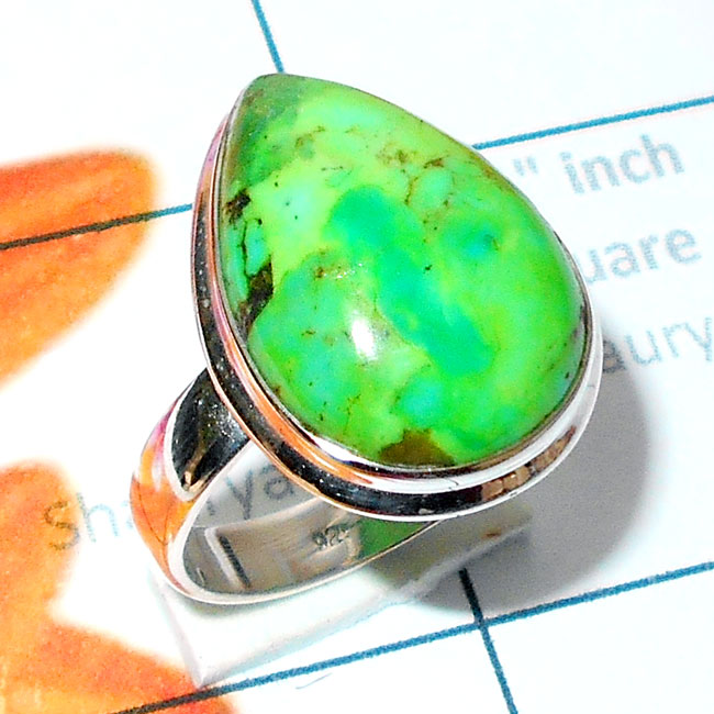 Green Turquoise O - SGT997-Cab Green Turquoise 925 Silver Plain Ring Green Turquoise O - SGT997-Cab Green Turquoise 925 Silver Plain Ring
