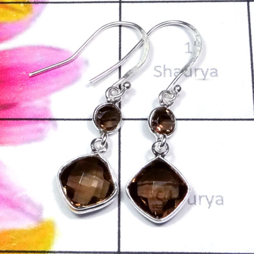 Smokey B - BZE952-Mix Cut Genuine Gemstone 925 Silver Lightweight Wholesale Smokey B - BZE952-Mix Cut Genuine Gemstone 925 Silver Lightweight Wholesale