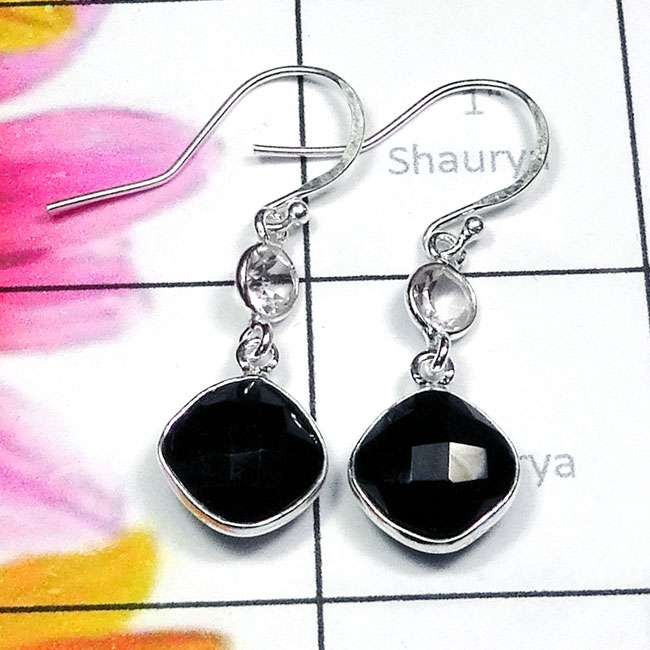 Black Onyx H - BZE952-Mix Cut Genuine Gemstone 925 Silver Lightweight Wholesale Black Onyx H - BZE952-Mix Cut Genuine Gemstone 925 Silver Lightweight Wholesale