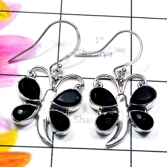 Black Onyx C - SDE865-925 Sterling Silver Butterfly Design Cut n Cab Gemstone E Black Onyx C - SDE865-925 Sterling Silver Butterfly Design Cut n Cab Gemstone E